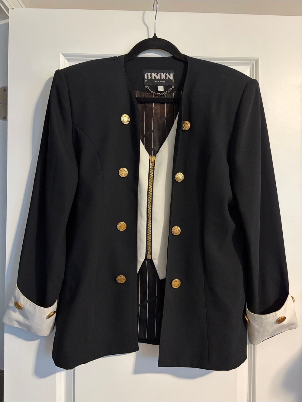 Vintage Criscione NY 80s Collarless Tuxedo Blazer Vest Combo